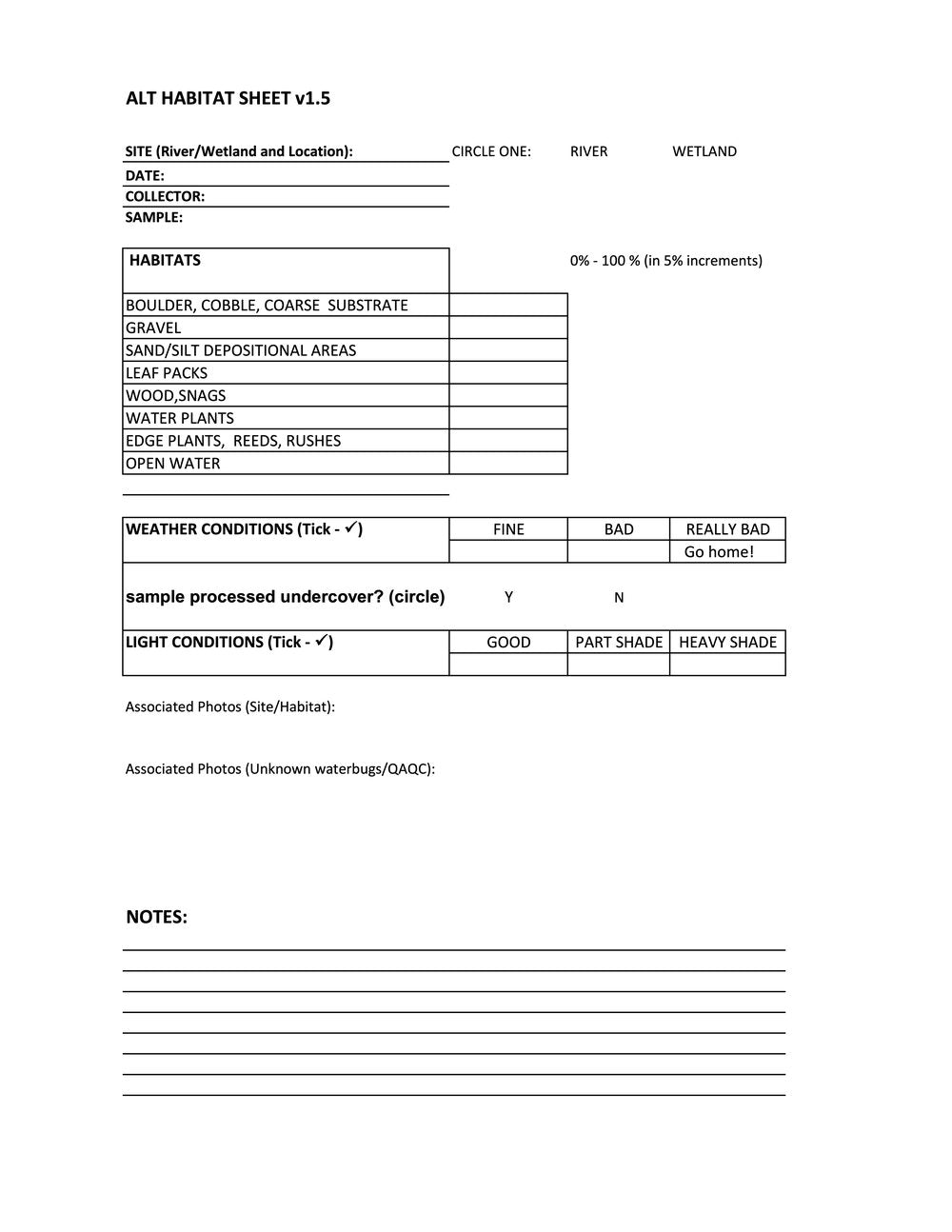 ALT Habitat Field Sheet